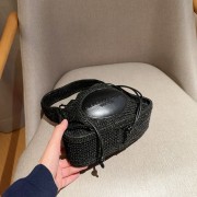 藤编抽绳编织手提包