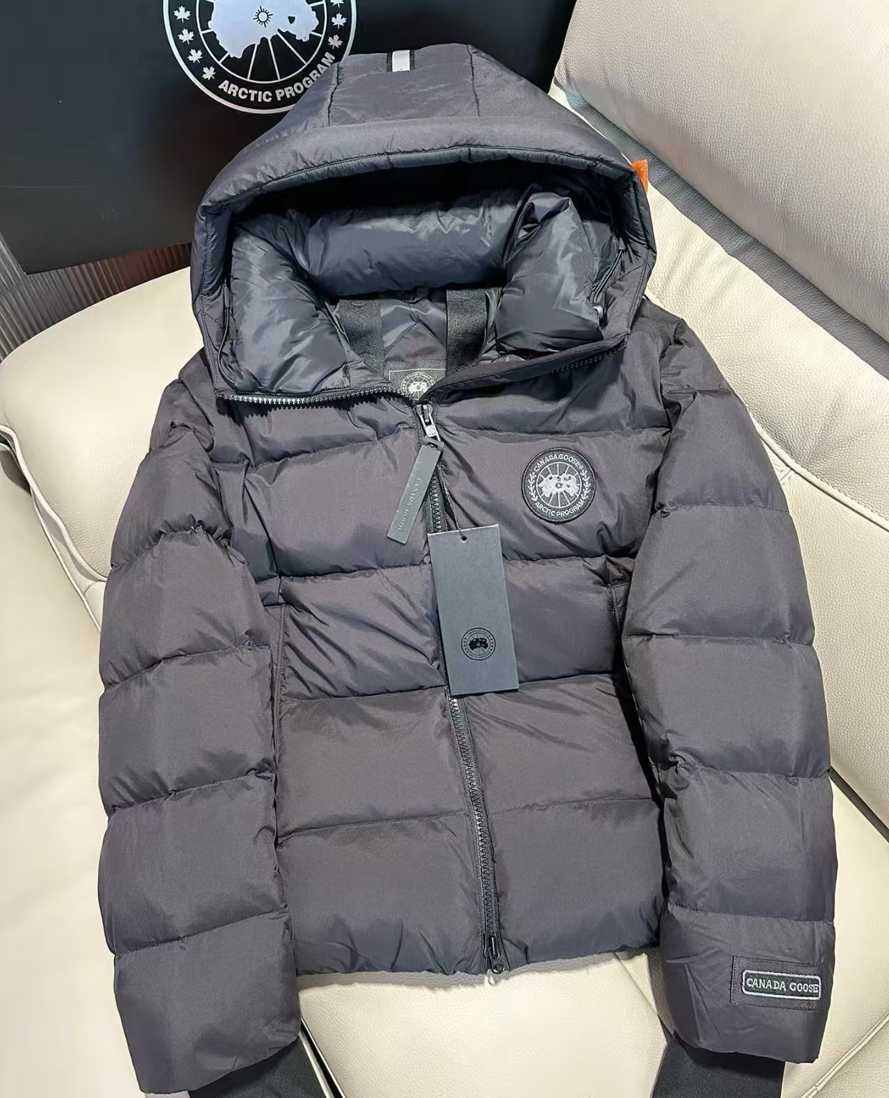 Canada Goose连帽反光条羽绒服 第13张